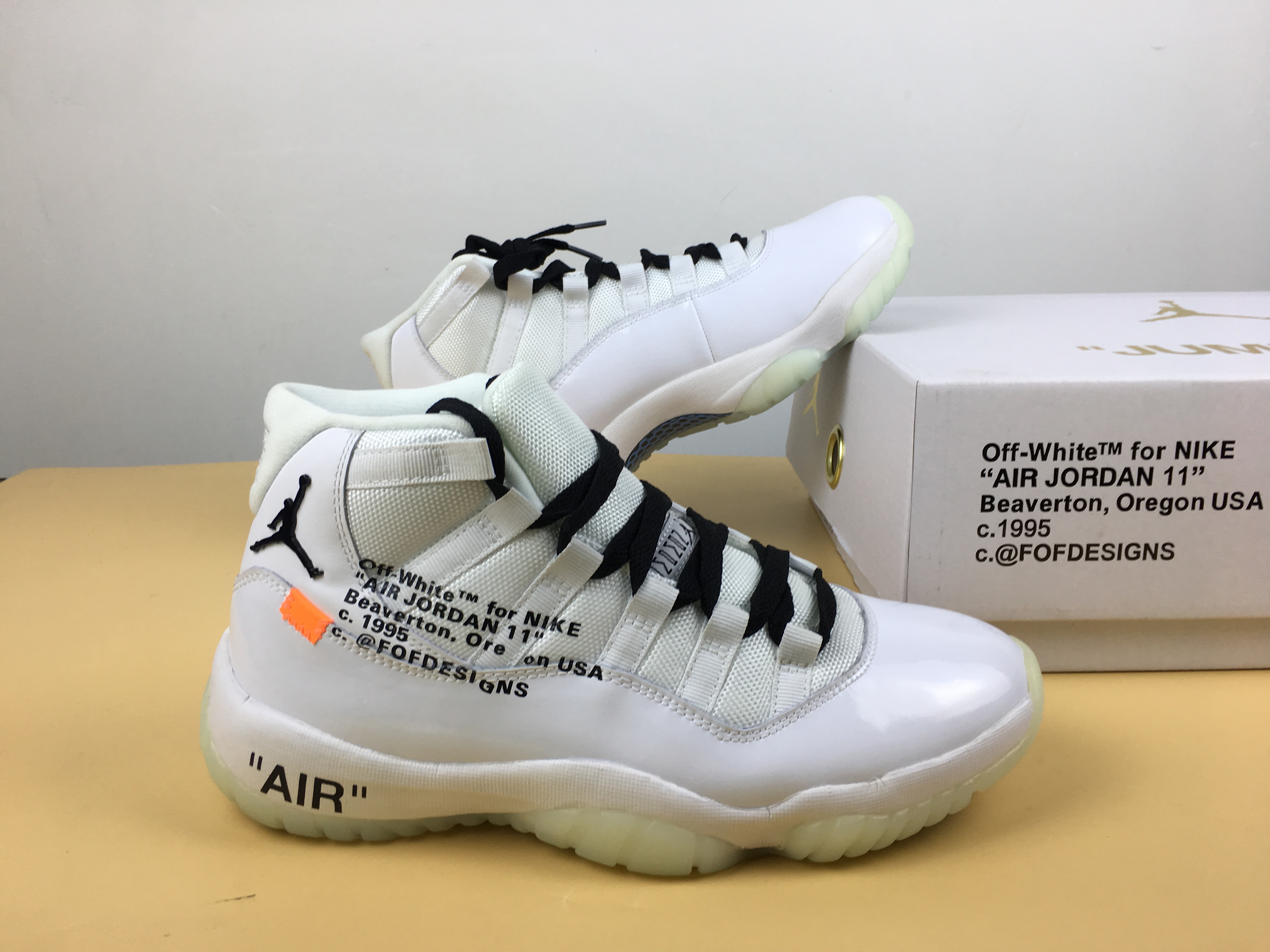 Air Jordan 11 Off-White White Black Shoes - Click Image to Close